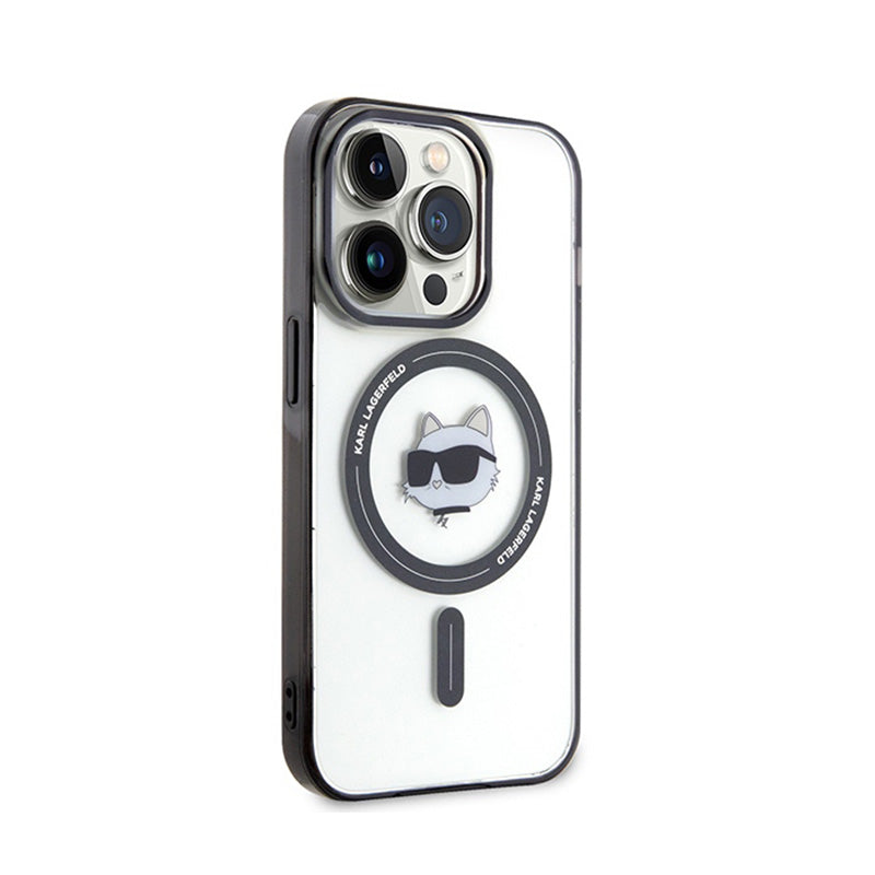 Karl Lagerfeld IML Choupette Head MagSafe - „iPhone 15 Pro Max“ dėklas (permatomas)
