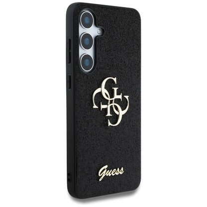 Guess Fixed Glitter Big 4G Metal Logo - dėklas, skirtas Samsung Galaxy S25+ (juodas)