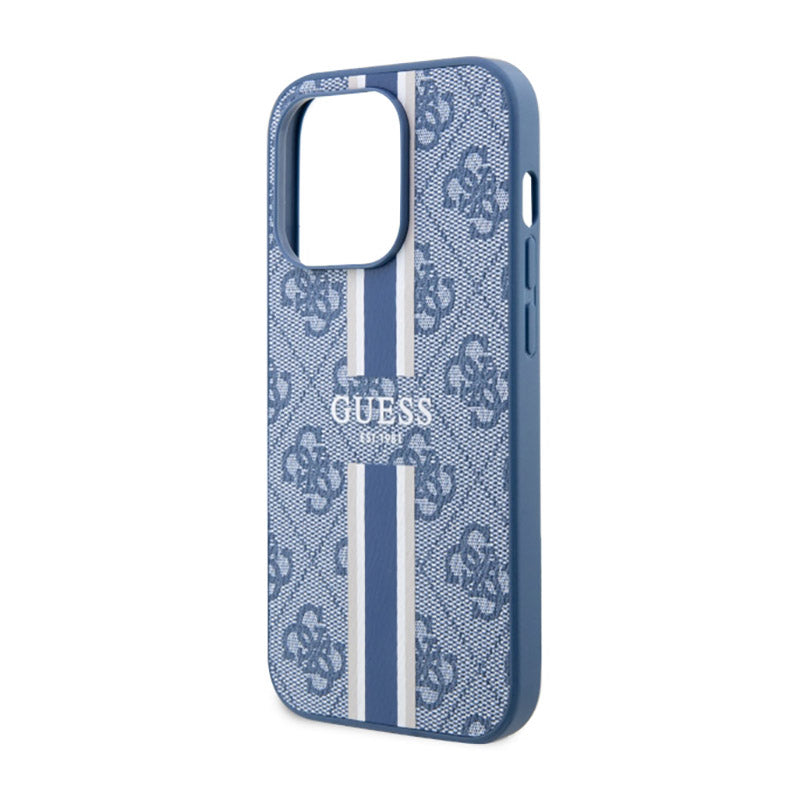 Guess 4G Printed Stripes MagSafe - Dėklas, skirtas iPhone 14 Pro (mėlynas)