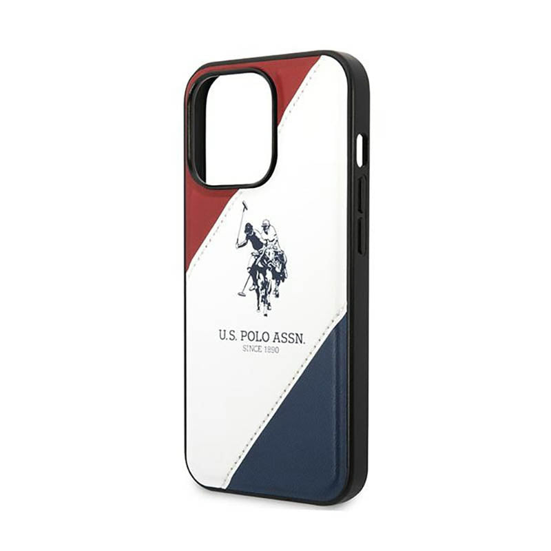 US Polo Assn Tricolor Embossed - dėklas iPhone 14 Pro Max (baltas)