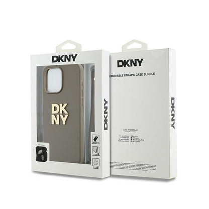 DKNY riešo dirželis su logotipu - dėklas iPhone 15 Pro Max (smėlio spalvos)