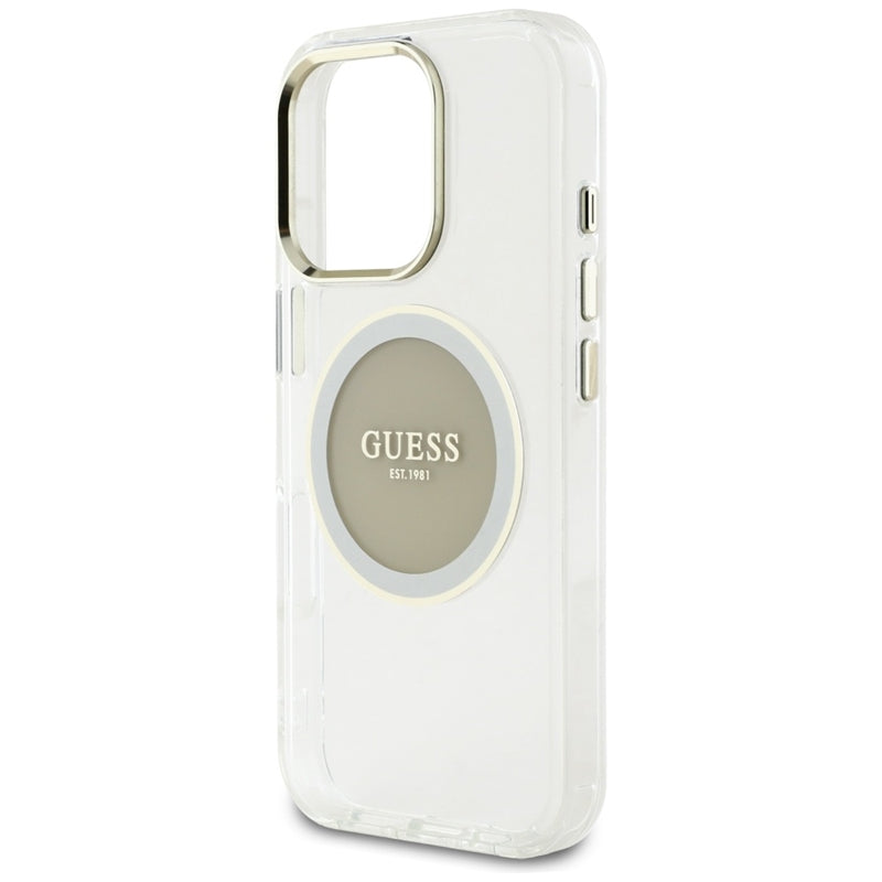 Guess IML Metallic Circle Classic Logo MagSafe – dėklas iPhone 16 Pro (pilkas)