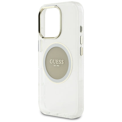 Guess IML Metallic Circle Classic Logo MagSafe – dėklas iPhone 16 Pro (pilkas)