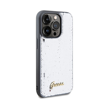 Guess Sequin Script Metal - iPhone 14 Pro Max dėklas (sidabrinis)