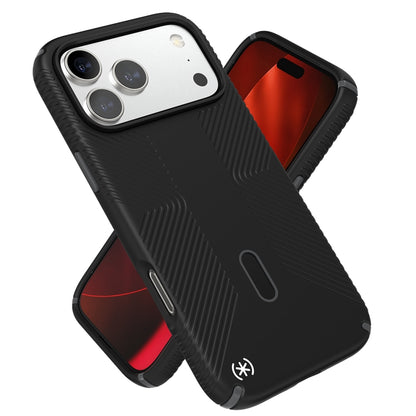 Speck Presidio2 Grip ClickLock ir MagSafe dėklas, skirtas iPhone 17 Pro Max (juoda / pilka / balta)