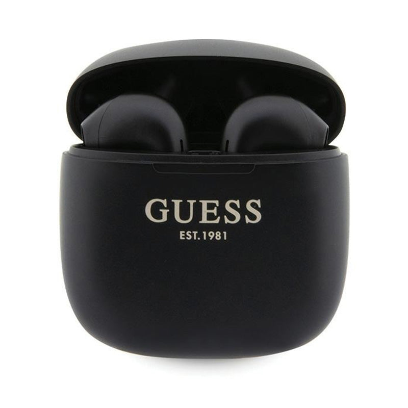 Guess True Wireless Script Logo BT5.3 - TWS ausinės + įkrovimo dėklas (juoda)