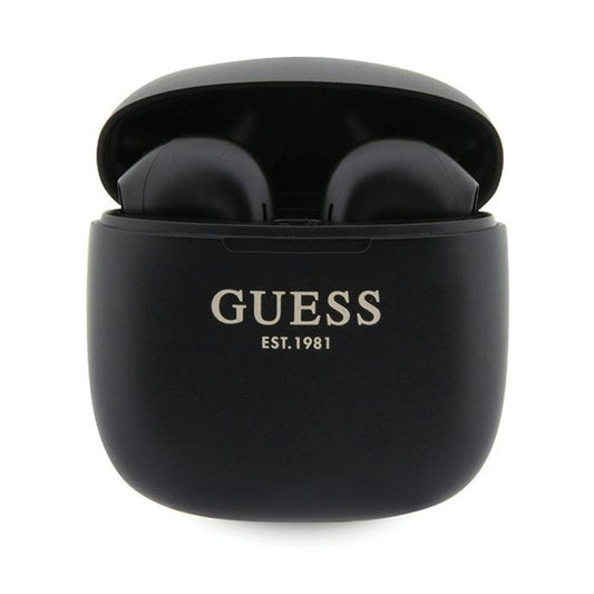 Guess True Wireless Script Logo BT5.3 - TWS ausinės + įkrovimo dėklas (juoda)