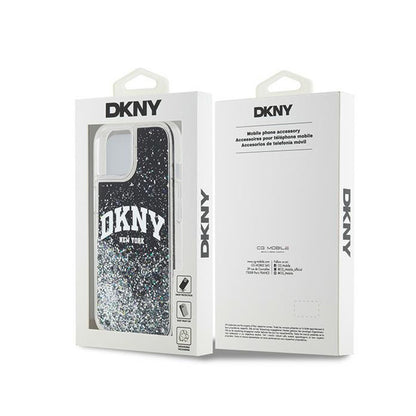 DKNY Liquid Glitter Big Logo – dėklas, skirtas iPhone 15 Plus / 14 Plus (juodas)