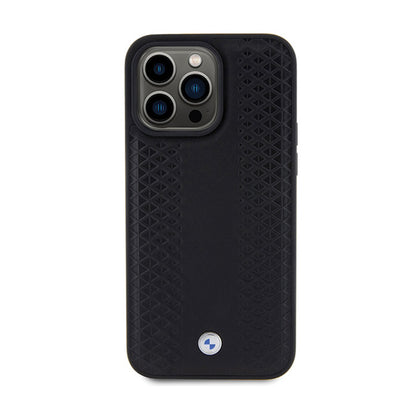 BMW Leather Diamond Pattern – dėklas, skirtas iPhone 15 Pro (juodas)