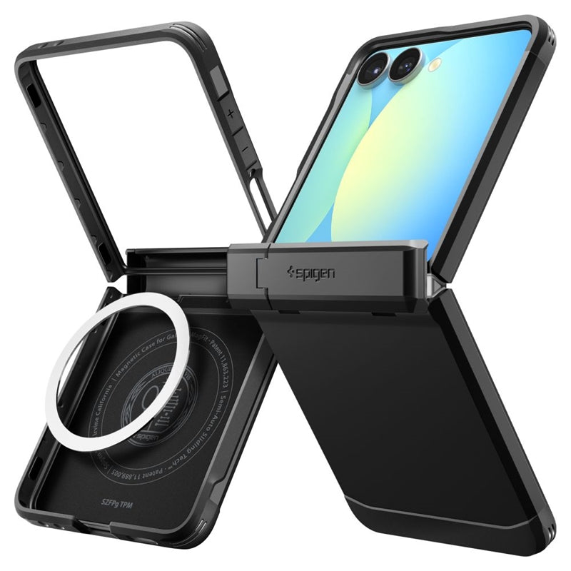 Spigen Tough Armor Pro Mag MagSafe – dėklas, skirtas Samsung Galaxy Z Flip 7 (juodas)