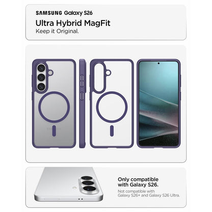Spigen Ultra Hybrid Mag MagSafe dėklas, skirtas Samsung Galaxy S26 (Tamsiai violetinės)