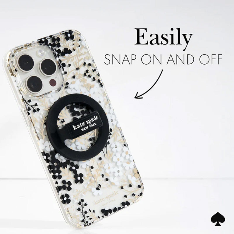 Kate Spade New York magnetinis laikiklis su kilpa - MagSafe pirštų laikiklis (juodas)