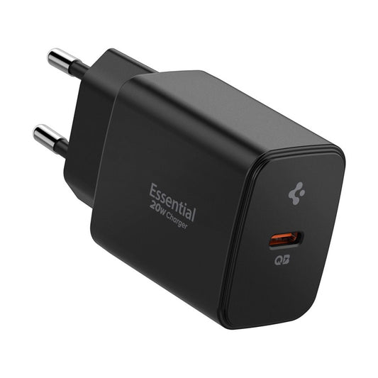 Spigen Essential EE201EU GaN - Sieninis įkroviklis USB-C 20W (juodas)