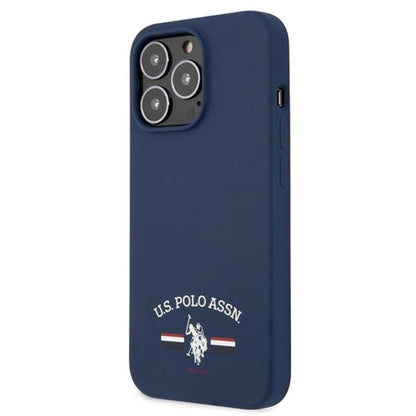 US Polo Assn Silikoninis logotipas – dėklas, skirtas iPhone 13 Pro Max (tamsiai mėlynas)