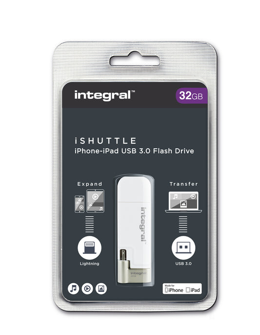 Integral iShuttle – kompaktiška ir patogi USB 3.0 „Flash“ atmintinė su papildoma „Lightning“ jungtimi