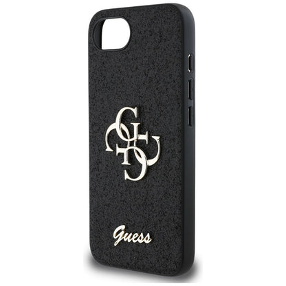 Guess Fixed Glitter Big 4G – dėklas iPhone 16e (juodas)
