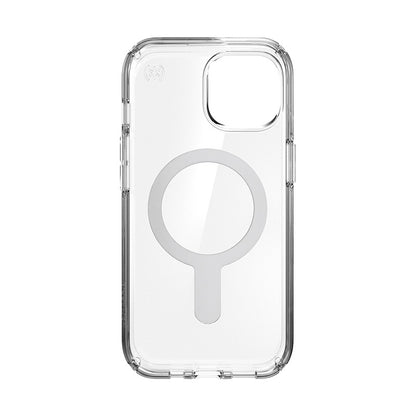 Speck Presidio Perfect-Clear ClickLock & Magsafe – dėklas, skirtas „iPhone 16e“ / „iPhone 15“ / „iPhone 14“ / „iPhone 13“ („Clear“ / „Chrome Finish“ / „Serene Silver“)