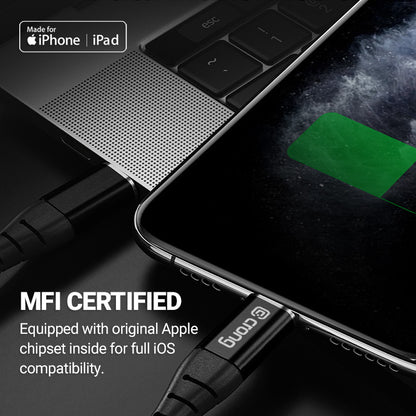 Crong Armor Link – USB-C „Lightning“ MFi pintas laidas 150 cm (juodas)