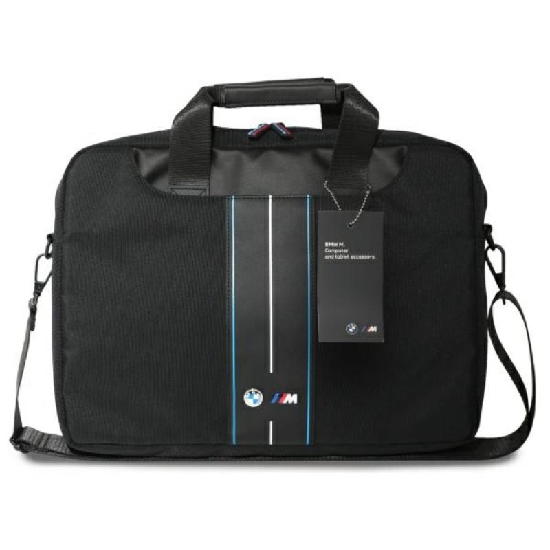 BMW Nylon Mėlyna Juosta – Nešiojamojo kompiuterio krepšys 16" (Juodas)