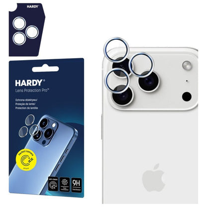 3mk HARDY Pro objektyvo apsauga - Kameros objektyvo stiklas, skirtas iPhone 17 Pro / iPhone 17 Pro Max (Sidabrinis)