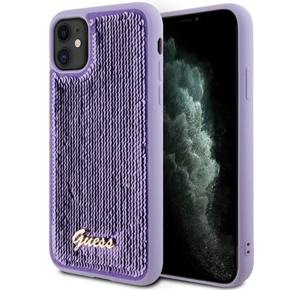 Guess Sequin Script Metal - iPhone 11 dėklas (violetinis)