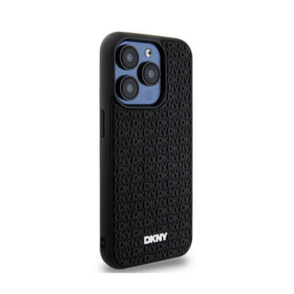 DKNY 3D guminis pasikartojantis raštas – dėklas skirtas iPhone 15 Pro (juodas)