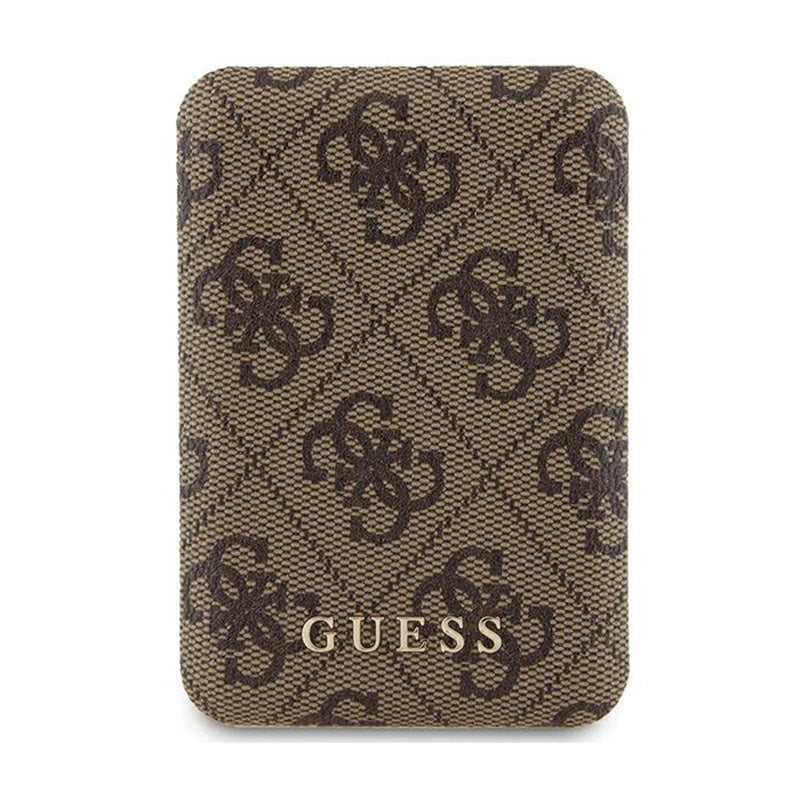 Guess 4G Leather Metal Logo MagSafe - Indukcinė maitinimo baterija 5000 mAh 15W MagSafe (ruda)