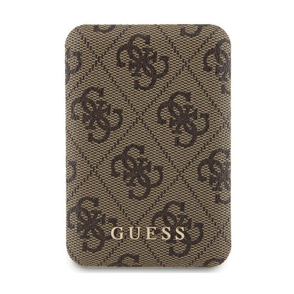 Guess 4G Leather Metal Logo MagSafe - Indukcinė maitinimo baterija 5000 mAh 15W MagSafe (ruda)