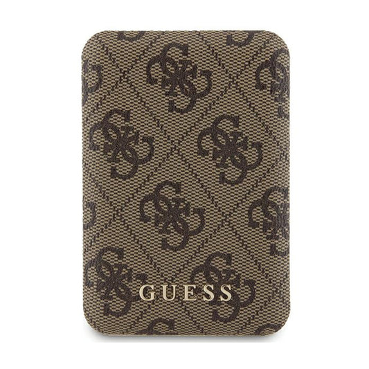 Guess 4G Leather Metal Logo MagSafe - Indukcinė maitinimo baterija 5000 mAh 15W MagSafe (ruda)