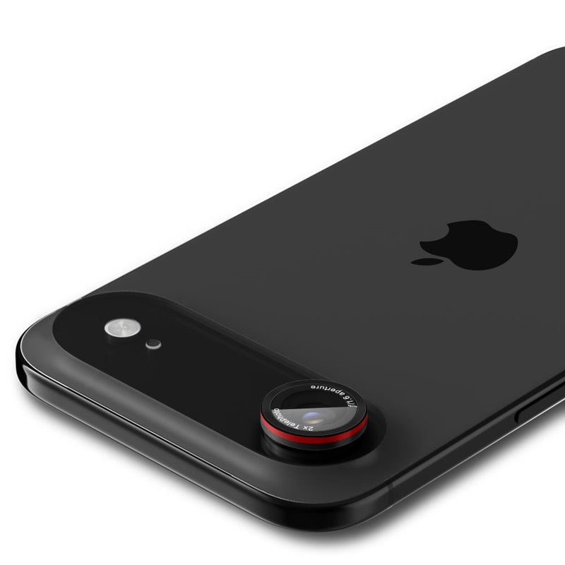 Spigen Optik Pro L-Series Glas.TR EZ Fit 2-Pack – Objektyvo apsauginis stiklas skirtas iPhone Air (2 vnt.) (Juoda / Raudona)
