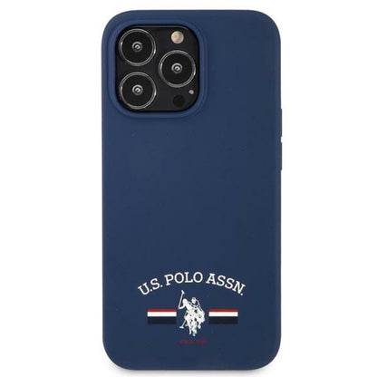 US Polo Assn Silikoninis logotipas – dėklas, skirtas iPhone 13 Pro Max (tamsiai mėlynas)