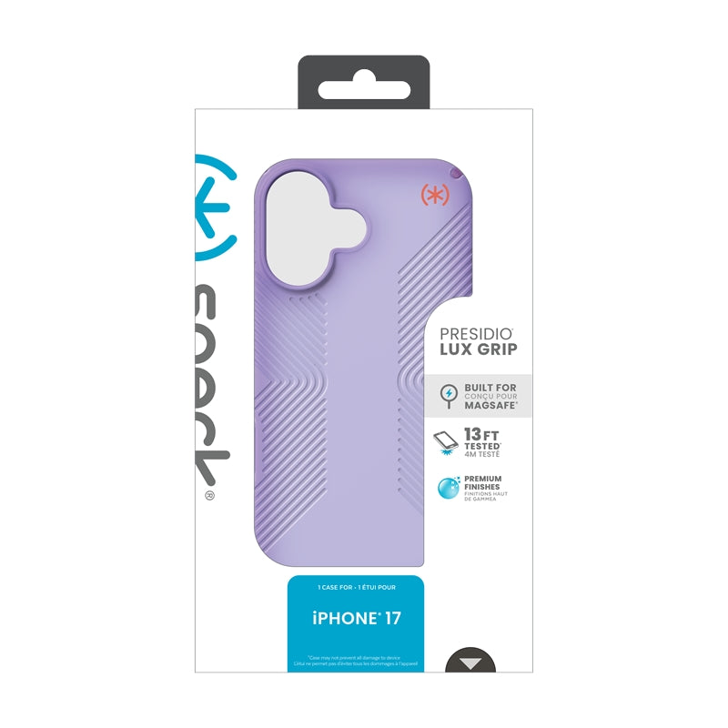 Speck Presidio Lux Grip MagSafe - iPhone 17 dėklas (Purple Fade/Magic Purple/New Poppy)