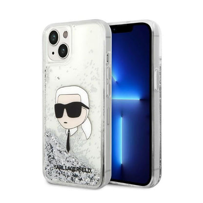 Karl Lagerfeld Liquid Glitter NFT Karl's Head – dėklas, skirtas iPhone 14 Plus (sidabrinis)
