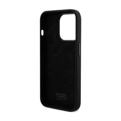Karl Lagerfeld silikonas Karl & Choupette galvos – dėklas iPhone 15 Pro (juodas)