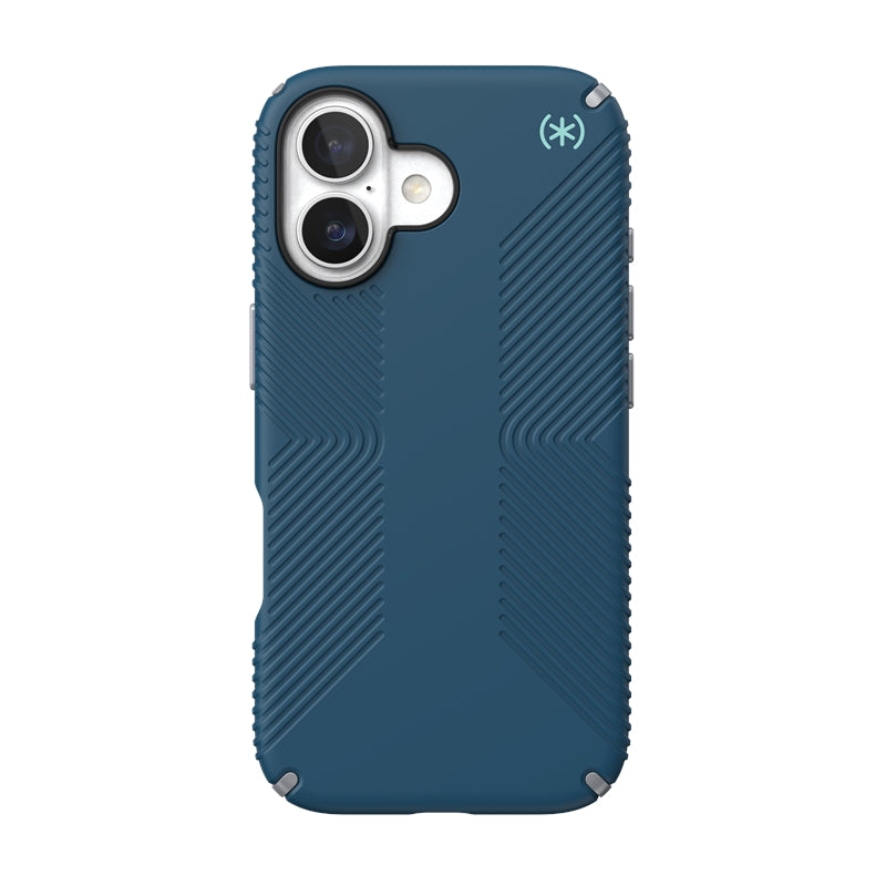 Speck Presidio2 Grip MagSafe - Dėklas telefonui iPhone 17 (Deep Sea/Silver Metallic)