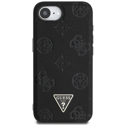 Guess Grained Hot Stamp Peony Triangle Logo MagSafe – dėklas iPhone 16e (juodas)