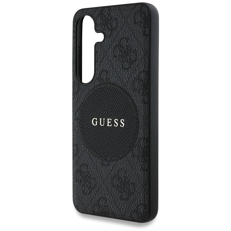 Guess 4G Round Patch Classic Logo MagSafe – dėklas Samsung Galaxy S25+ (juodas)