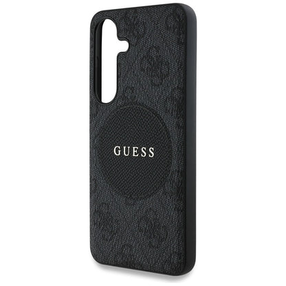 Guess 4G Round Patch Classic Logo MagSafe – dėklas Samsung Galaxy S25+ (juodas)