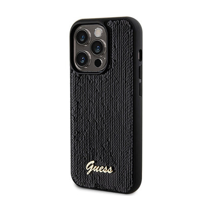 Guess Sequin Script Metal - dėklas skirtas iPhone 13 Pro Max (juoda)