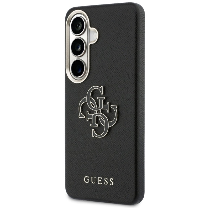 Guess Grained Big 4G Metal Logo dėklas - Samsung Galaxy S26 dėklas (juodas)