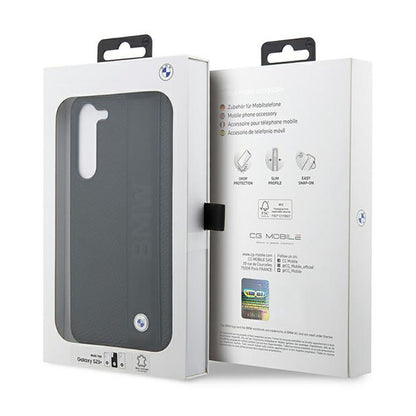 BMW Odos tekstūros ir juostelės dėklas, skirtas Samsung Galaxy S23+ (juodas)