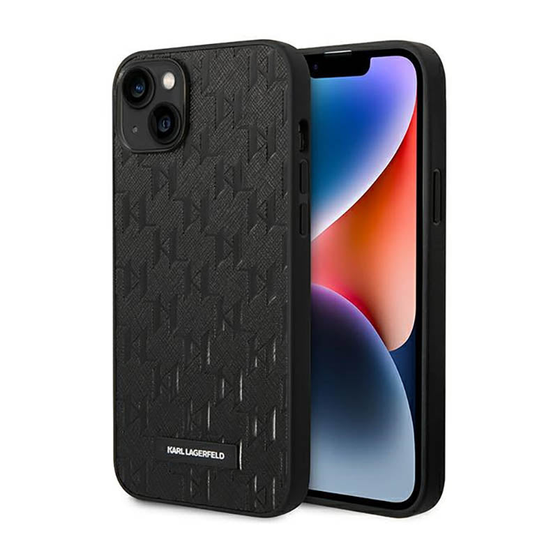 Karl Lagerfeld Saffiano Mono Metal Logo - Dėklas, skirtas iPhone 14 Plus (juodas)