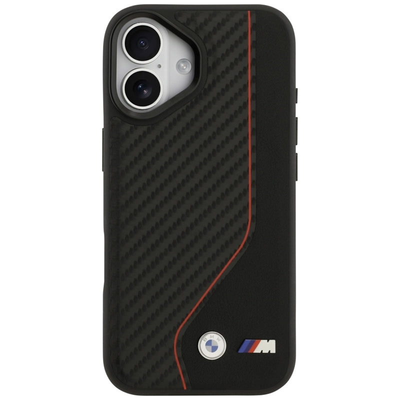 BMW M Carbon Line & Logo MagSafe dėklas iPhone 17 (raudonas)