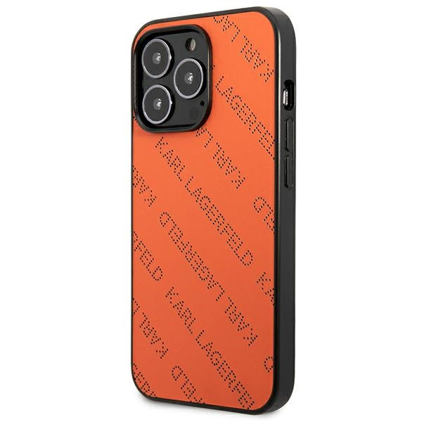 Karl Lagerfeld Perforated Allover – dėklas, skirtas „iPhone 13 Pro Max“ (oranžinė)