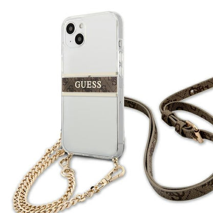 Guess 4G Gold Stripe krepšys per petį – dėklas, skirtas iPhone 13 mini