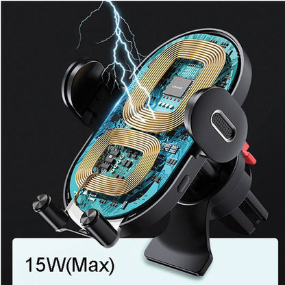 USAMS US-CD132 – automobilinis laikiklis su 15W belaidžiu įkrovimu (juodas)