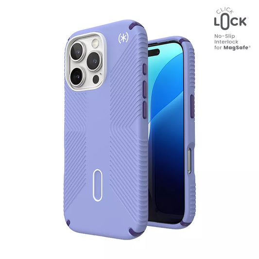 Speck Presidio2 Grip ClickLock & MagSafe – dėklas iPhone 16 Pro (Future Lavender / Cassis Purple / White)