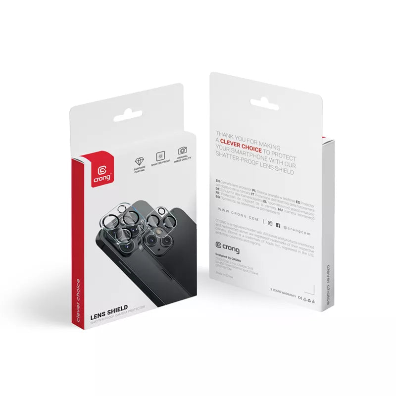 Crong Lens Shield - Kameros ir objektyvo stiklas, skirtas iPhone 15 Pro / iPhone 15 Pro Max