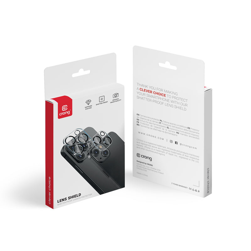 Crong Lens Shield - Kameros ir objektyvo stiklas, skirtas iPhone 15 Pro / iPhone 15 Pro Max