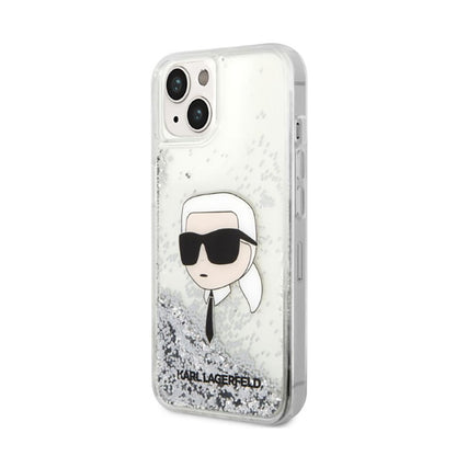 Karl Lagerfeld Liquid Glitter NFT Karl's Head – dėklas, skirtas iPhone 14 Plus (sidabrinis)
